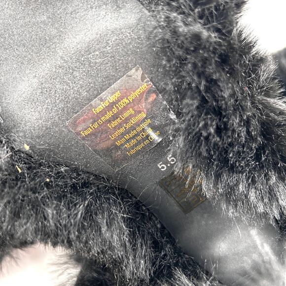Jeffrey Campbell Fuzzie Boots 5.5 Black NWOT Faux Fur Tall Knee High Heel Glam - Picture 8 of 9